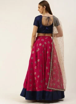 Dark Pink N Blue Taffeta Lehenga Festive Wear -ZariGrace Shop Dark Pink N Blue Taffeta Lehenga GHBS02301816 b