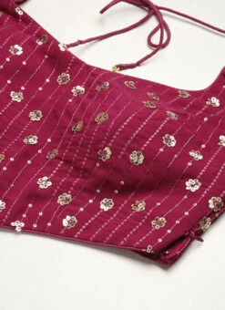 Dark Pink Sequins Embroidered N Beige Georgette Lehenga Festive Wear -ZariGrace Shop Dark Pink Sequins Embroidered N Beige Georgette Lehenga GHBS02211086 rrc1