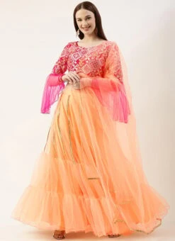 Dupatta From Dark Pink Sequins Tiered Style Lehenga Set After Six Wear -ZariGrace Shop Dark Pink Sequins Tiered Style Lehenga Set GHBS02211204 u