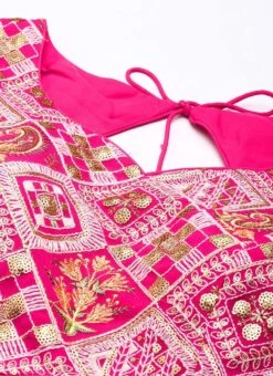 Dupatta From Dark Pink Sequins Tiered Style Lehenga Set After Six Wear -ZariGrace Shop Dark Pink Sequins Tiered Style Lehenga Set GHBS02211204 rrc1