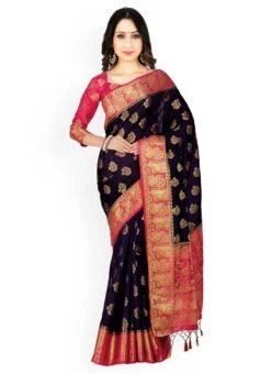 Dark Violet Art Kancheepuram Silk Saree Festive Wear -ZariGrace Shop Dark Violet Art Kancheepuram Silk Saree SADSFCNS6171 u