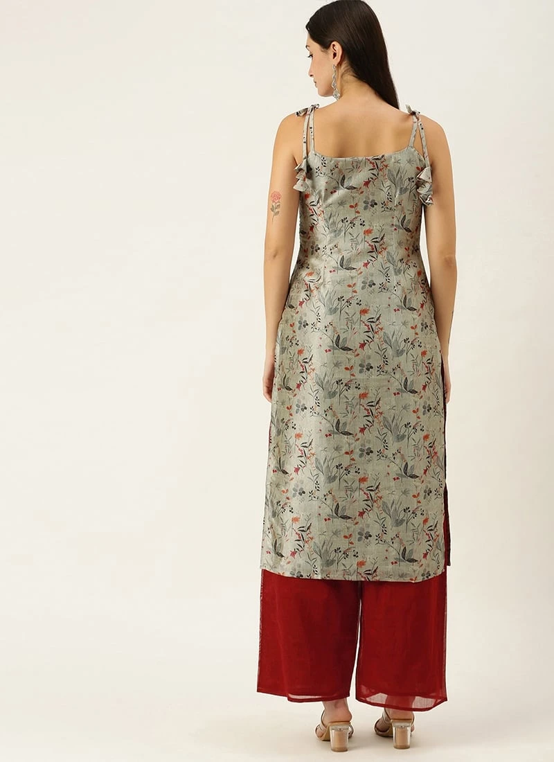 Digital Printed Kurta N Red Chanderi Pants Festive Wear 6 Digital Printed Kurta N Red Chanderi Pants Festive Wear - Image 4