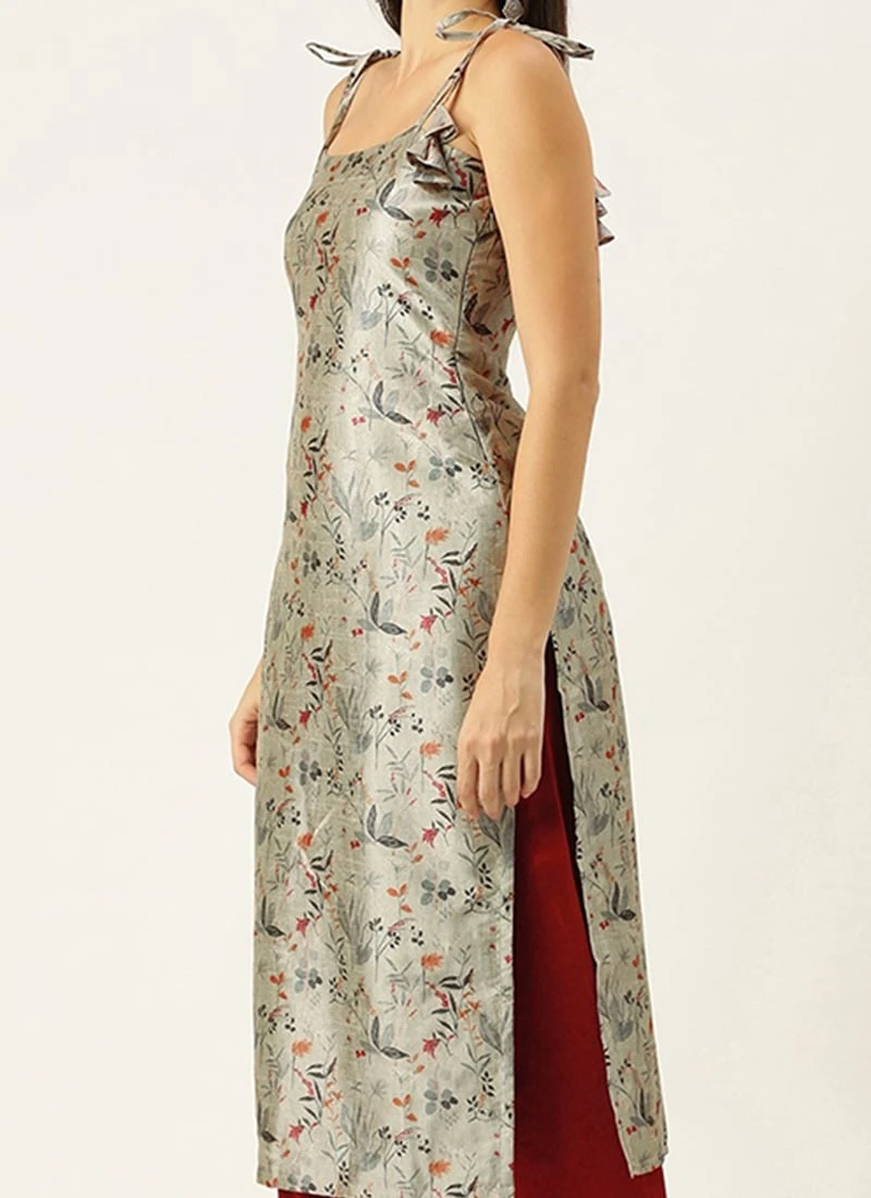 Digital Printed Kurta N Red Chanderi Pants Festive Wear 3 Digital Printed Kurta N Red Chanderi Pants Festive Wear