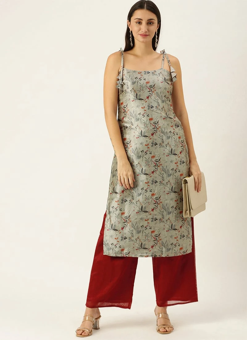 Digital Printed Kurta N Red Chanderi Pants Festive Wear 5 Digital Printed Kurta N Red Chanderi Pants Festive Wear - Image 3