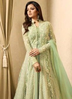 Drashti Dhami Sage Green Abaya Style Anarkali Suit Party Wear -ZariGrace Shop Drashti Dhami Sage Green Abaya Style Anarkali Suit SLSCC1706 b