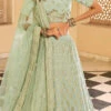 Dusty Green Crepe Embroidered N Stones Umbrella Lehenga Wedding Wear -ZariGrace Shop Dusty Green Crepe Embroidered N Stones Umbrella Lehenga GHSAK42117213 l
