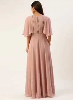 Dusty Pink Georgette Embroidered Dress Festive Wear -ZariGrace Shop Dusty Pink Georgette Embroidered Dress DRBS02211183 b