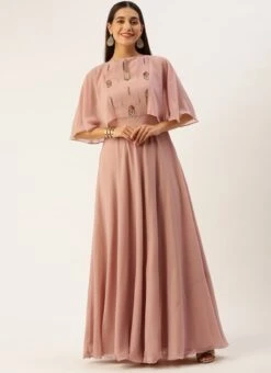 Dusty Pink Georgette Embroidered Dress Festive Wear -ZariGrace Shop Dusty Pink Georgette Embroidered Dress DRBS02211183 u