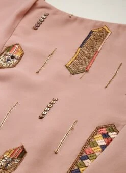 Dusty Pink Georgette Embroidered Dress Festive Wear -ZariGrace Shop Dusty Pink Georgette Embroidered Dress DRBS02211183 rrc1