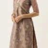 Embroidered Grey Boat Neck Kurti Festive Wear -ZariGrace Shop Embroidered Grey Boat Neck Kurti KRBS02307698 l