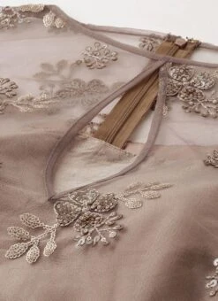 Embroidered Grey Boat Neck Kurti Festive Wear -ZariGrace Shop Embroidered Grey Boat Neck Kurti KRBS02307698 rrc1