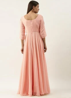 Embroidered Peach Georgette Gown Party Wear -ZariGrace Shop Embroidered Peach Georgette Gown IWBS02201275 b