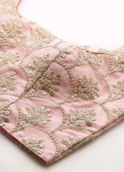 Embroidered Pink Organza Round Neck Style Blouse Party Wear -ZariGrace Shop Embroidered Pink Organza Round Neck Style Blouse BLBS02305209 rrc1