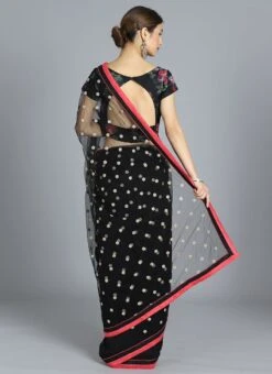 Ethnovog Black Half N Half Sari Party Wear -ZariGrace Shop EthnoVogue Customised Black Half N Half Sari SABS01809296 b