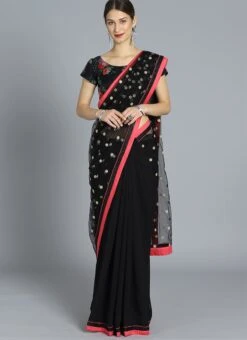 Ethnovog Black Half N Half Sari Party Wear -ZariGrace Shop EthnoVogue Customised Black Half N Half Sari SABS01809296 u