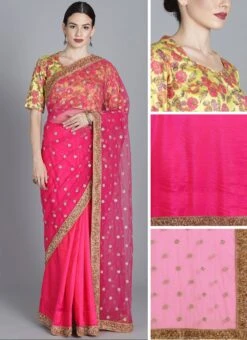 Ethnovog Embroidered Half N Half Sari Party Wear -ZariGrace Shop EthnoVogue Customised Embroidered Half N Half Sari SABS01812215 gl