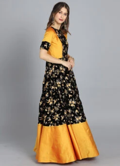 Ethnovog Multicolored Embroidered Gown Party Wear