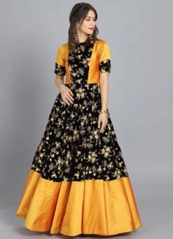 Ethnovog Multicolored Embroidered Gown Party Wear -ZariGrace Shop EthnoVogue Customised Multicolored Embroidered Gown IWBS01901252 u