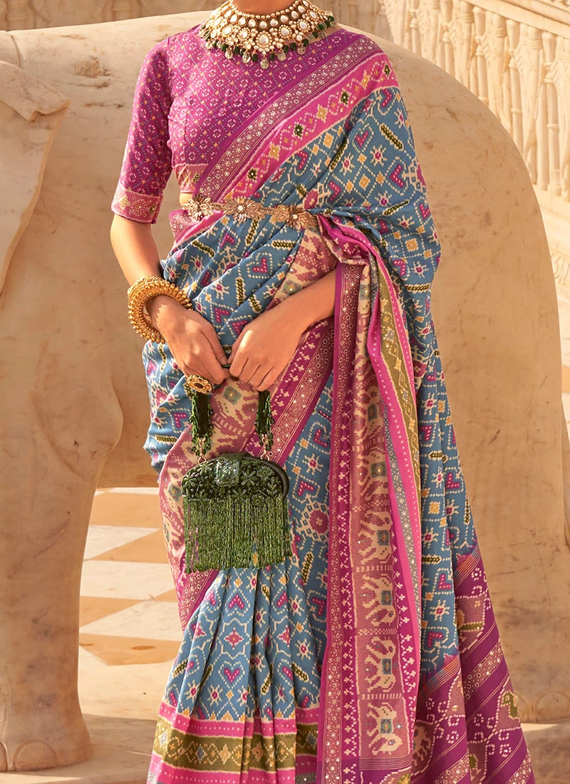 Firozi Art Silk Printed Saree Festive Wear 3 Firozi Art Silk Printed Saree Festive Wear