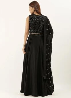 Floor Length Black Anarkali Suit Party Wear -ZariGrace Shop Floor Length Black Anarkali suit SLBS1806841 b
