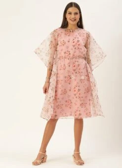 Floral Printed Organza Kaftan Dress After Six Wear Party Wear -ZariGrace Shop Floral Printed Organza Kaftan Dress DRBS02110875 u