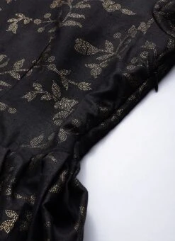 Foil Printed Black Rayon Kurta Wide Leg Pant Set After Six Wear -ZariGrace Shop Foil Printed Black Rayon Kurta Wide Leg Pant Set KSBS01908699 rrc1