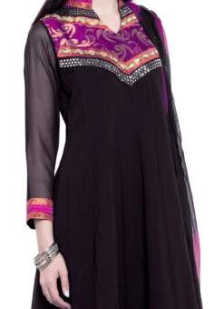 Georgette Black Embroidered Anarkali Suit Party Wear