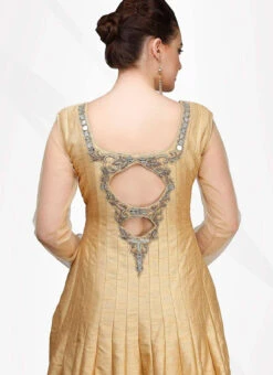 Gold Art Silk Designer Anarkali Suit Party Wear -ZariGrace Shop Gold Art Silk Designer Anarkali Suit SLSIFH11017 b