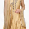 Gold Art Silk Designer Anarkali Suit Party Wear