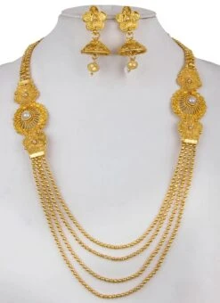 Gold Kundan Necklace Set Party Wear -ZariGrace Shop Gold Kundan Necklace Set JYNSMPF9388 b