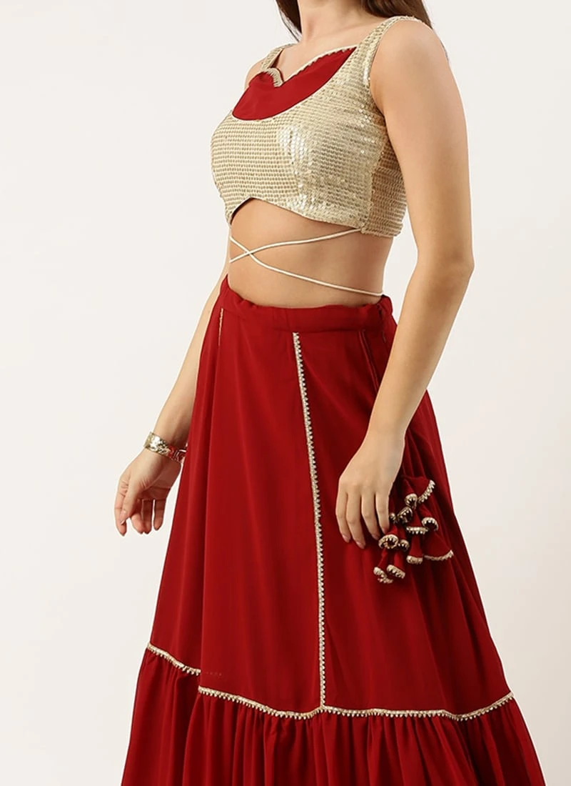 Skirt From Gold N Maroon Sequin Embroidered Lehenga After Six Wear 3 Skirt From Gold N Maroon Sequin Embroidered Lehenga After Six Wear