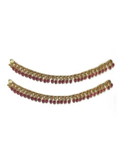 Gold N Pink Designer Anklets Festive Wear
