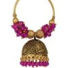 Gold N Pink Jhumka Earrings Festive Wear -ZariGrace Shop Gold N Pink Jhumka Earrings ERMPF9057 l