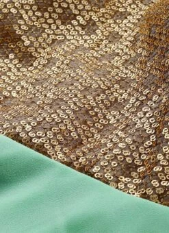 Gold Sequins Embroidered V Neck Gown Party Wear -ZariGrace Shop Gold Sequins Embroidered V Neck Gown IWBS02001204 rrc1