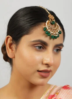 Green Alloy Mangtikka Party Wear -ZariGrace Shop Green Alloy Mangtikka HEJDFEMKD010 b