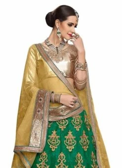 Green Art Silk A Line Lehenga Party Wear -ZariGrace Shop Green Art Silk A Line Lehenga GHSSITA21208 b