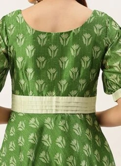 Green Art Silk Digital Printed Dress Festive Wear -ZariGrace Shop Green Art Silk Digital Printed Dress DRBS02210909 rrc2