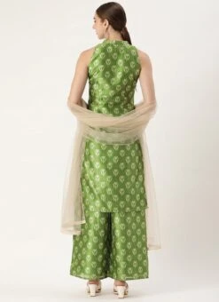 Bottom From Green Art Silk Digital Printed Top N Pant Suit After Six Wear -ZariGrace Shop Green Art Silk Digital Printed Top N Pant Suit SLBS02210951 b