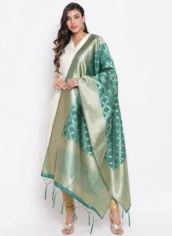 Green Art Silk Dupatta Festive Wear -ZariGrace Shop Green Art Silk Dupatta DPSLI103RAM u