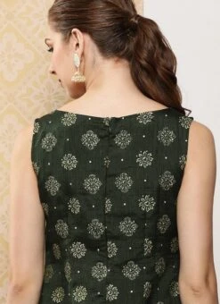 Green Art Silk Foil Print Dress After Six Wear -ZariGrace Shop Green Art Silk Foil Print Dress DRBS02301118 rrc2
