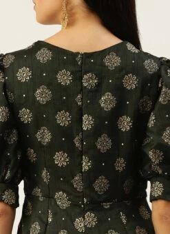 Green Art Silk Foil Print Jumpsuit Festive Wear 15 Green Art Silk Foil Print Jumpsuit Festive Wear -ZariGrace Shop Green Art Silk Foil Print Jumpsuit DRBS02302438 rrc2