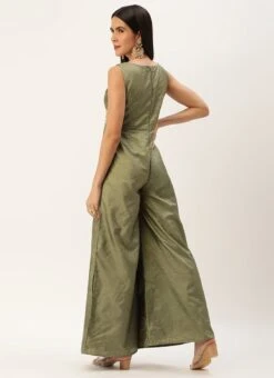Green Art Silk Jumpsuit Festive Wear 13 Green Art Silk Jumpsuit Festive Wear -ZariGrace Shop Green Art Silk Jumpsuit DRBS02301983 b