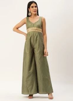 Green Art Silk Jumpsuit Festive Wear 12 Green Art Silk Jumpsuit Festive Wear -ZariGrace Shop Green Art Silk Jumpsuit DRBS02301983 u