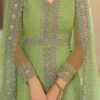 Green Banarasi Art Silk Embroidered N Stones Anarkali Suit Wedding Wear -ZariGrace Shop Green Banarasi Art Silk Embroidered N Stones Anarkali Suit SLSAJ25986905 l