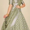 Green Banarasi Silk Zari Work Umbrella Lehenga Choli Festive Wear -ZariGrace Shop Green Banarasi Silk Zari Work Umbrella Lehenga Choli GHSHSS14821GR l