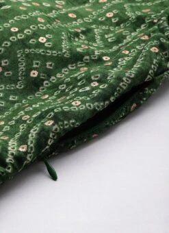 Green Bandhani Printed Rayon Strap Neck Dress Festive Wear -ZariGrace Shop Green Bandhani Printed Rayon Strap Neck Dress DRBS02303756 rrc3