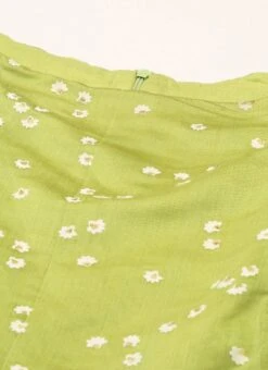 Green Blended Cotton Foil Printed Ruffled Dress After Six Wear -ZariGrace Shop Green Blended Cotton Foil Printed Ruffled Dress DRBS02205991 rrc1