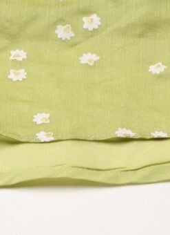 Green Blended Cotton Foil Printed Ruffled Dress After Six Wear -ZariGrace Shop Green Blended Cotton Foil Printed Ruffled Dress DRBS02205991 rrc3