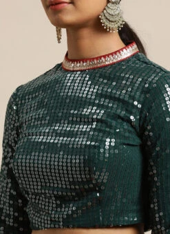 Green Blouse N Rust Digital Printed Saree Festive Wear -ZariGrace Shop Green Blouse N Rust Digital Printed Saree SABS02104314 rrc1