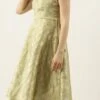 Green Brocade Boat Neck Flared Dress Wedding Wear 2 Green Brocade Boat Neck Flared Dress Wedding Wear -ZariGrace Shop Green Brocade Boat Neck Flared Dress DRBS02105388 l